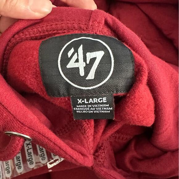 nwt University of Alabama Hoodie ‘47 Brand New Men size XL Crimson Tide Cardinal - Picture 3 of 7